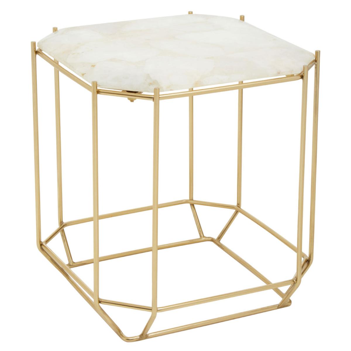 Olivia's Juniper Side Table in White Quartz & Gold – image 2