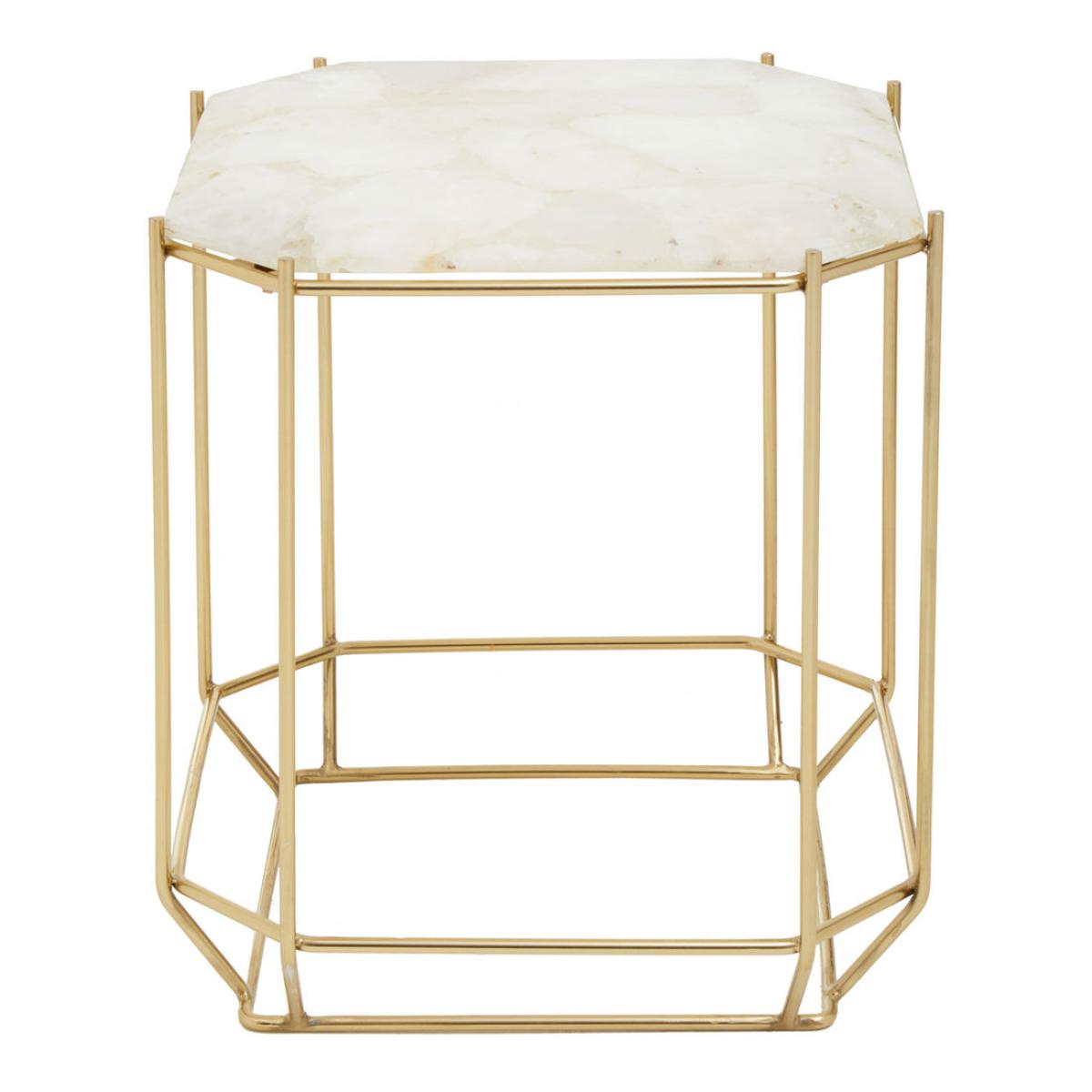 Olivia's Juniper Side Table in White Quartz & Gold – image 3