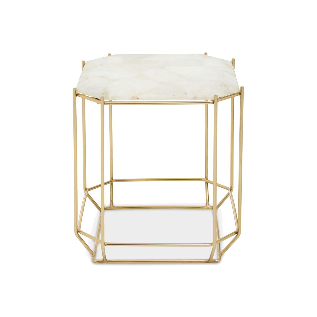 Olivia's Juniper Side Table in White Quartz & Gold – image 1