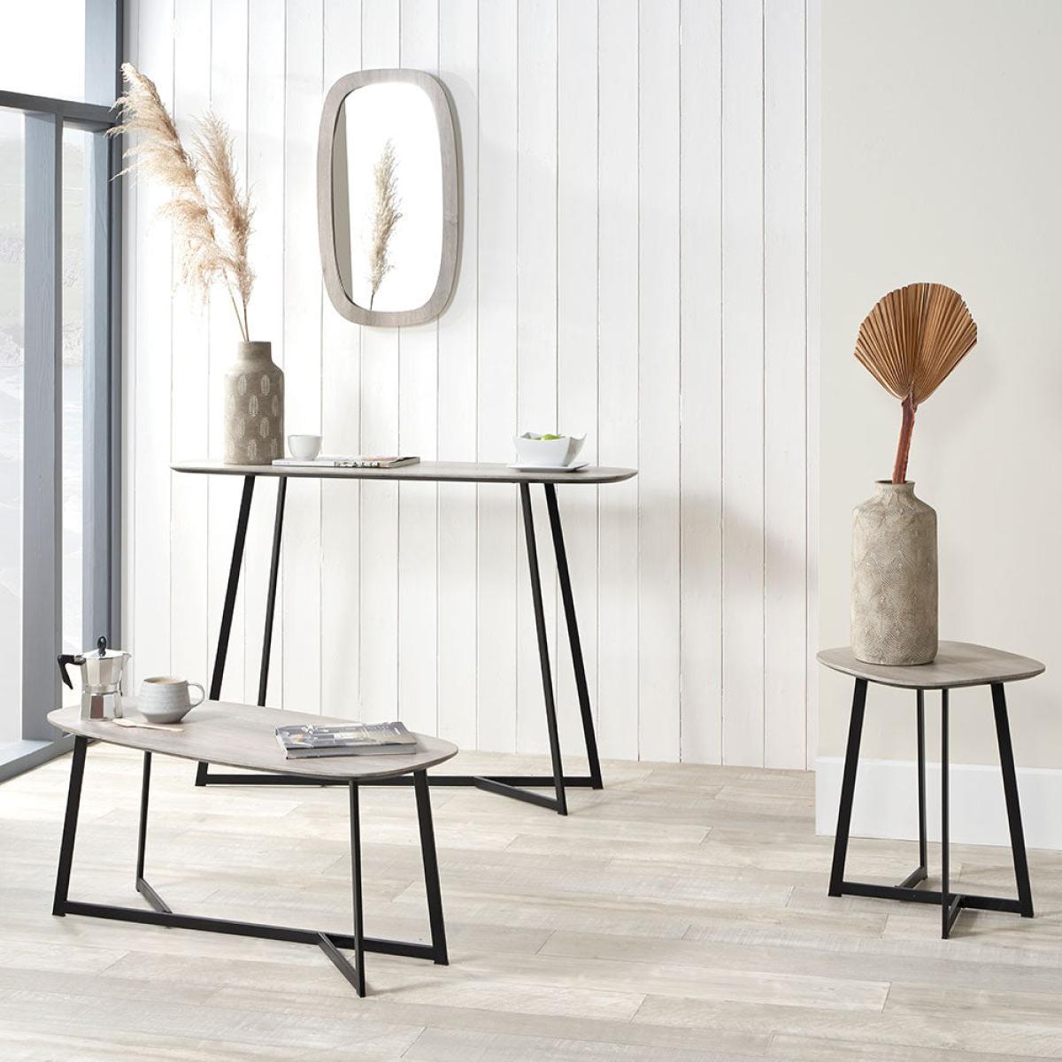 Olivia's Roma Oak Veneer and Metal Side Table in Grey & Black – image 7