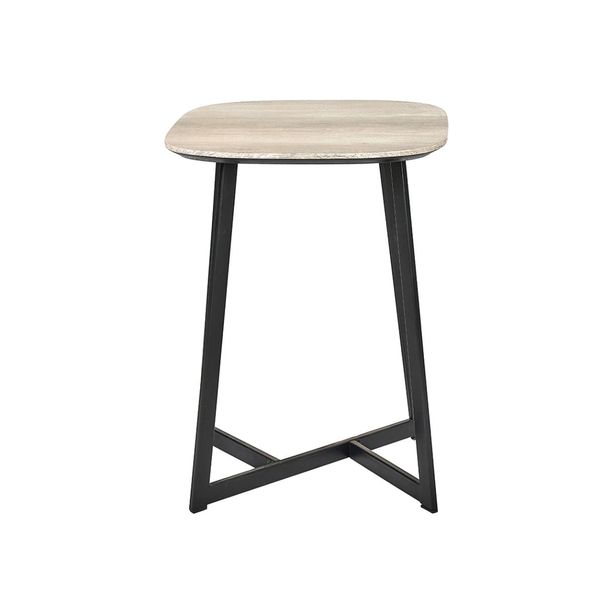 Olivia's Roma Oak Veneer and Metal Side Table in Grey & Black – image 1