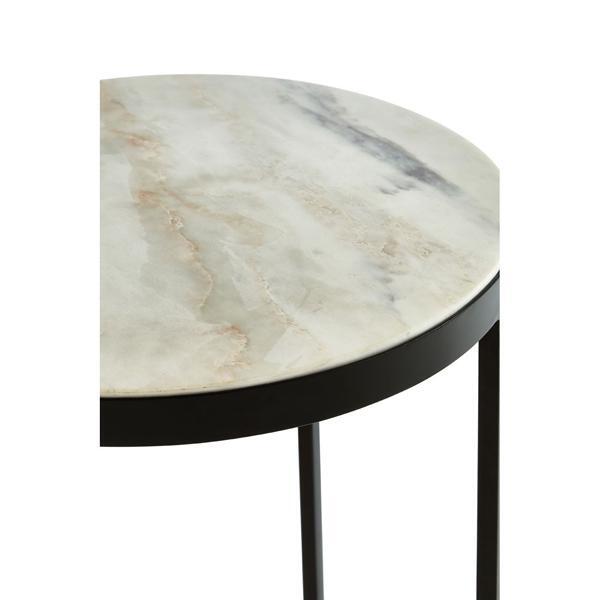 Olivia's Side Table Stacie White Round Top Black Cross Base / White / Round, Cross Base – image 3