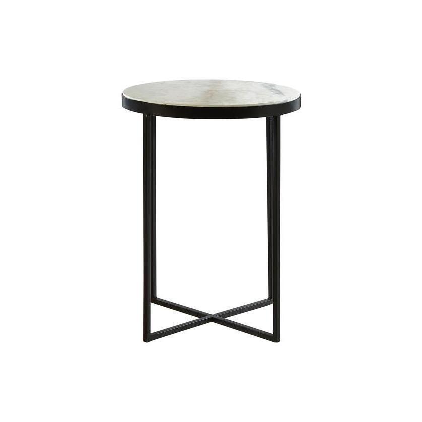 Olivia's Side Table Stacie White Round Top Black Cross Base / White / Round, Cross Base – image 2