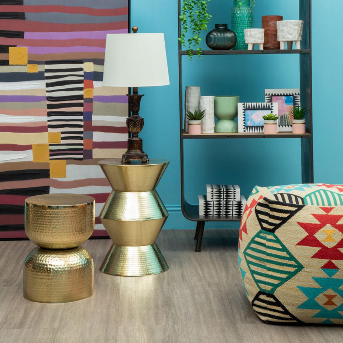 Olivia's Raphael Angular Drum Style Side Table in Gold – image 2