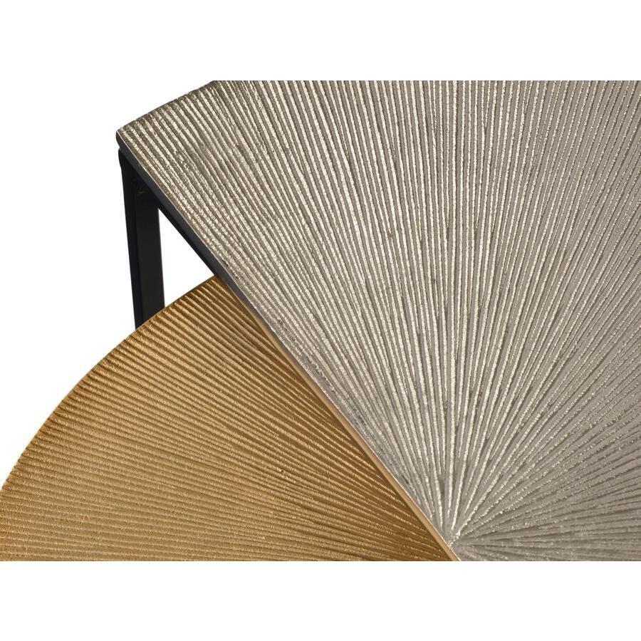 Libra Starburst Set of Two Gold and Silver Semi Circle Starburst Side Tables – image 3