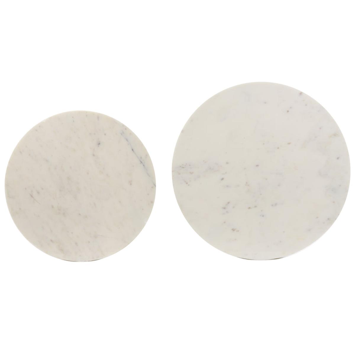 Light & Living Set of 2 Perlato Side Table Marble White And Ant Bronze – image 4