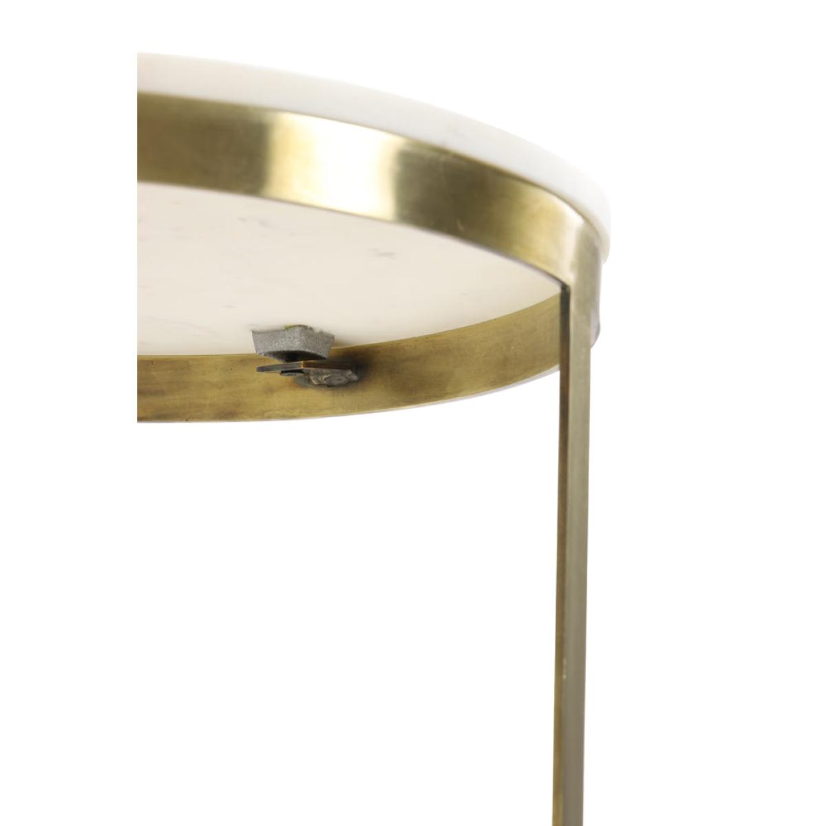Light & Living Set of 2 Perlato Side Table Marble White And Ant Bronze – image 5