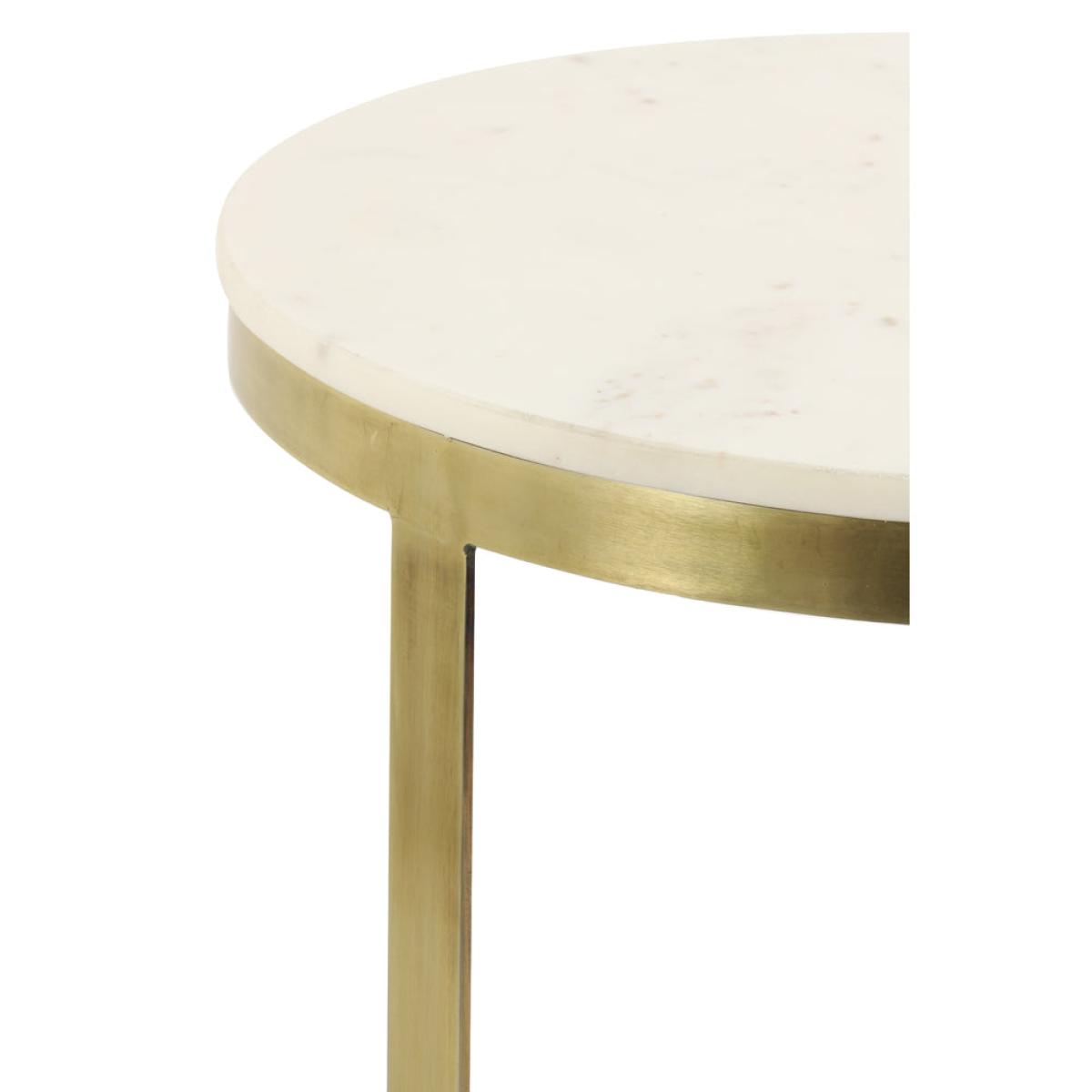 Light & Living Set of 2 Perlato Side Table Marble White And Ant Bronze – image 6