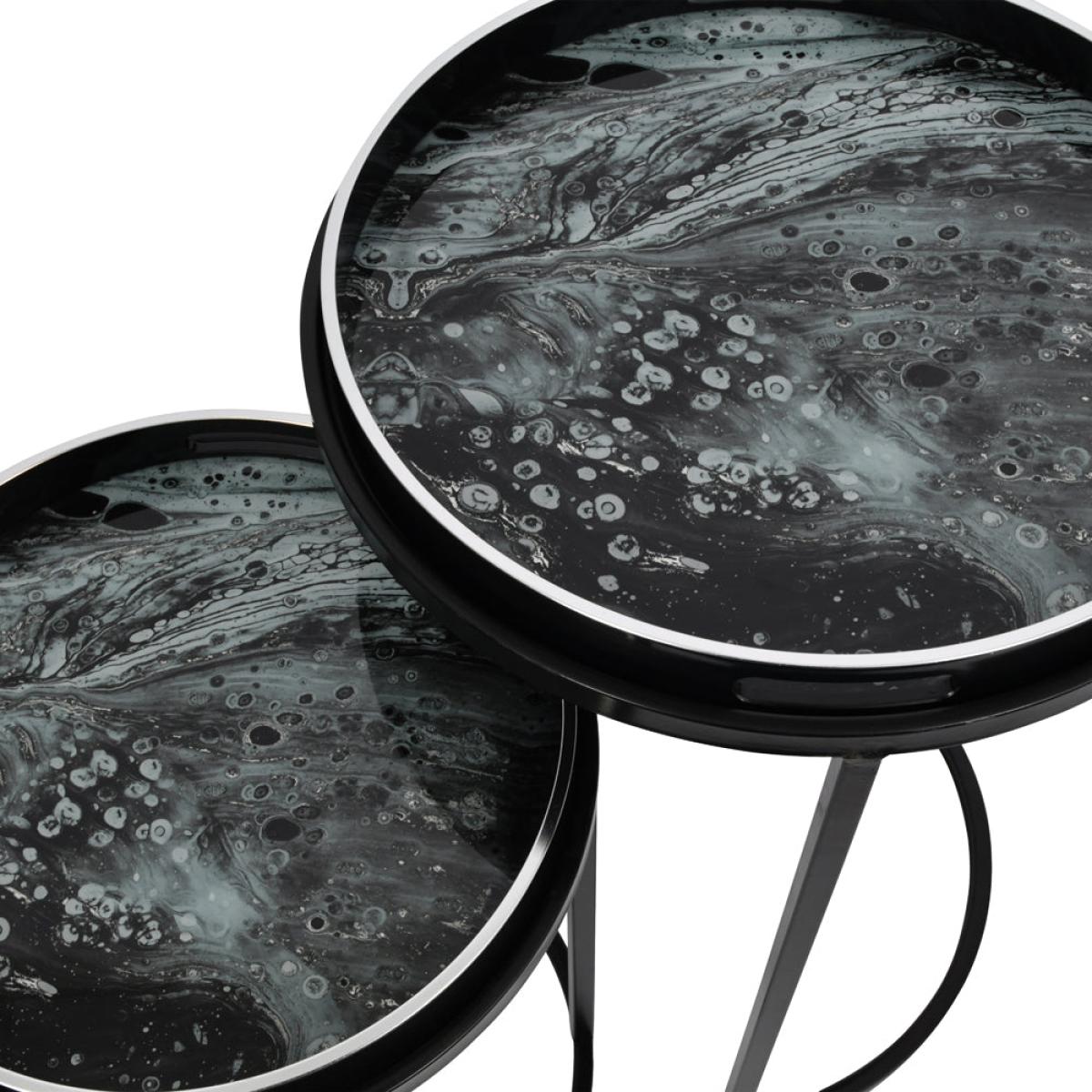 Libra Monochrome Swirl Set Of Two Side Tables – image 4