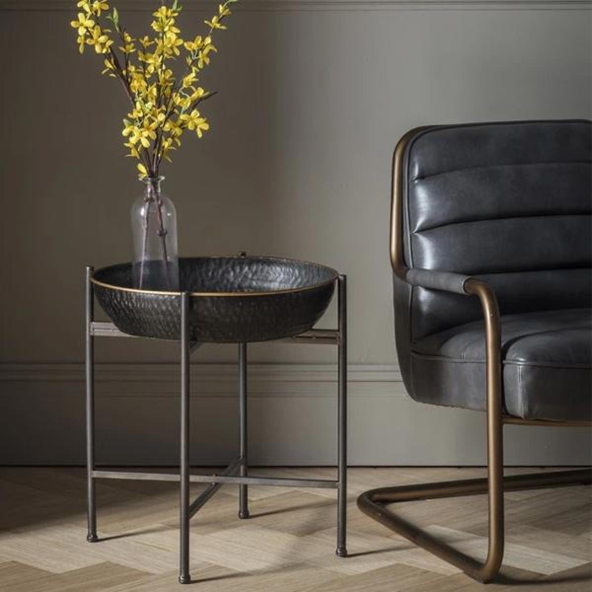 Gallery Interiors Wesley Hammered Basin Side Table | Outlet – image 2