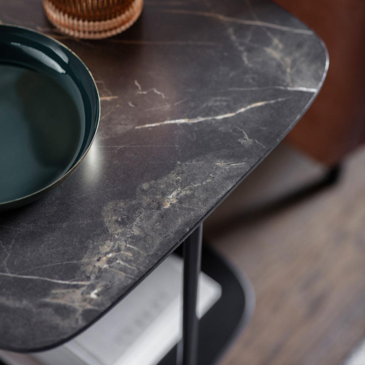 Gallery Interiors Ludworth Side Table in Black & Marble – image 3