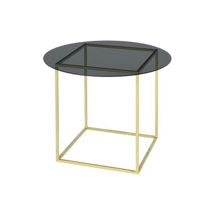 Broste Copenhagen Freddy Top Brass And Smoke Glass Side Table
