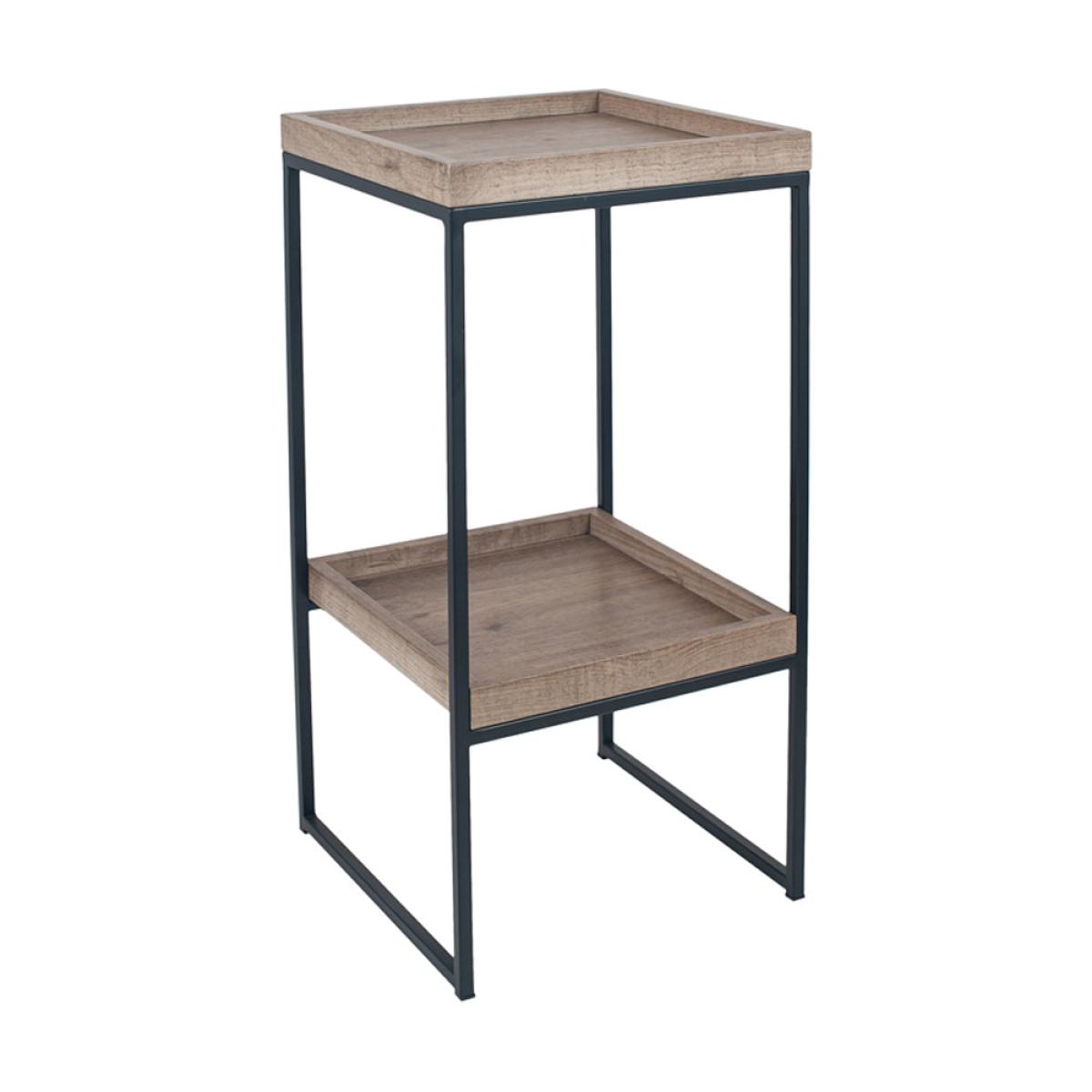 Olivia's Candice Natural Wood Veneer and Black Metal Side Table – image 2