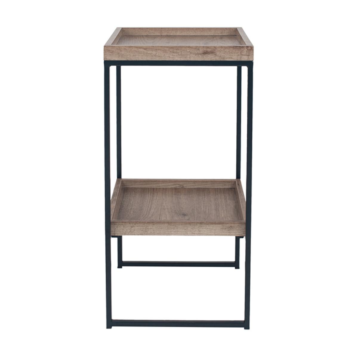 Olivia's Candice Natural Wood Veneer and Black Metal Side Table – image 3