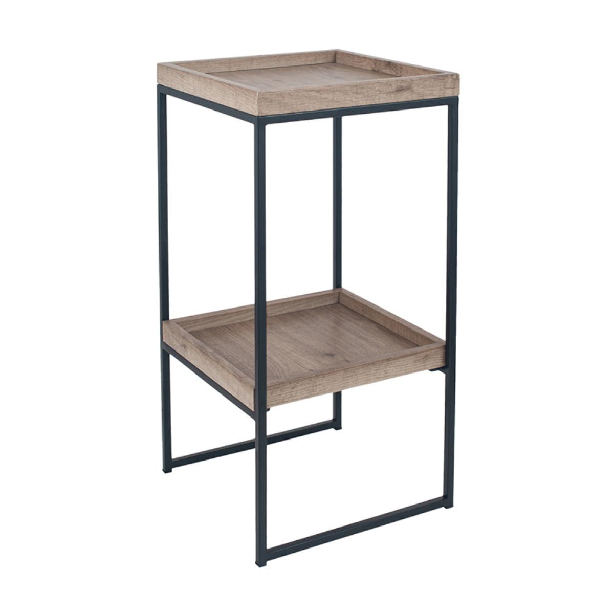 Olivia's Candice Natural Wood Veneer and Black Metal Side Table – image 4