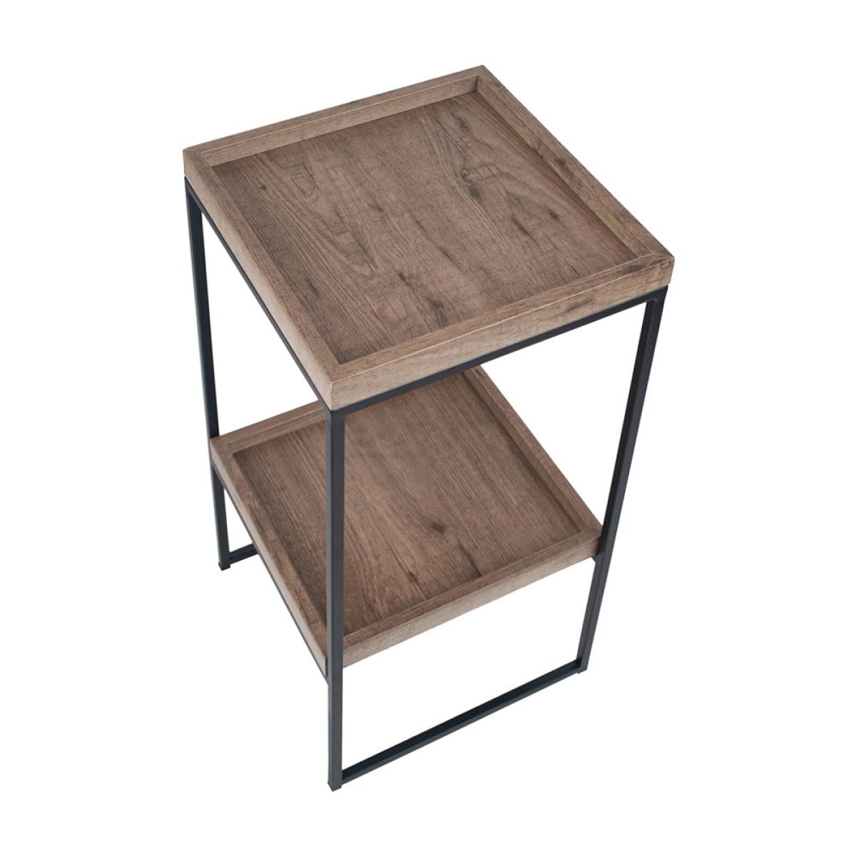 Olivia's Candice Natural Wood Veneer and Black Metal Side Table – image 5