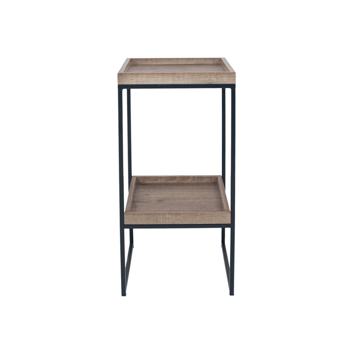 Olivia's Candice Natural Wood Veneer and Black Metal Side Table – image 1