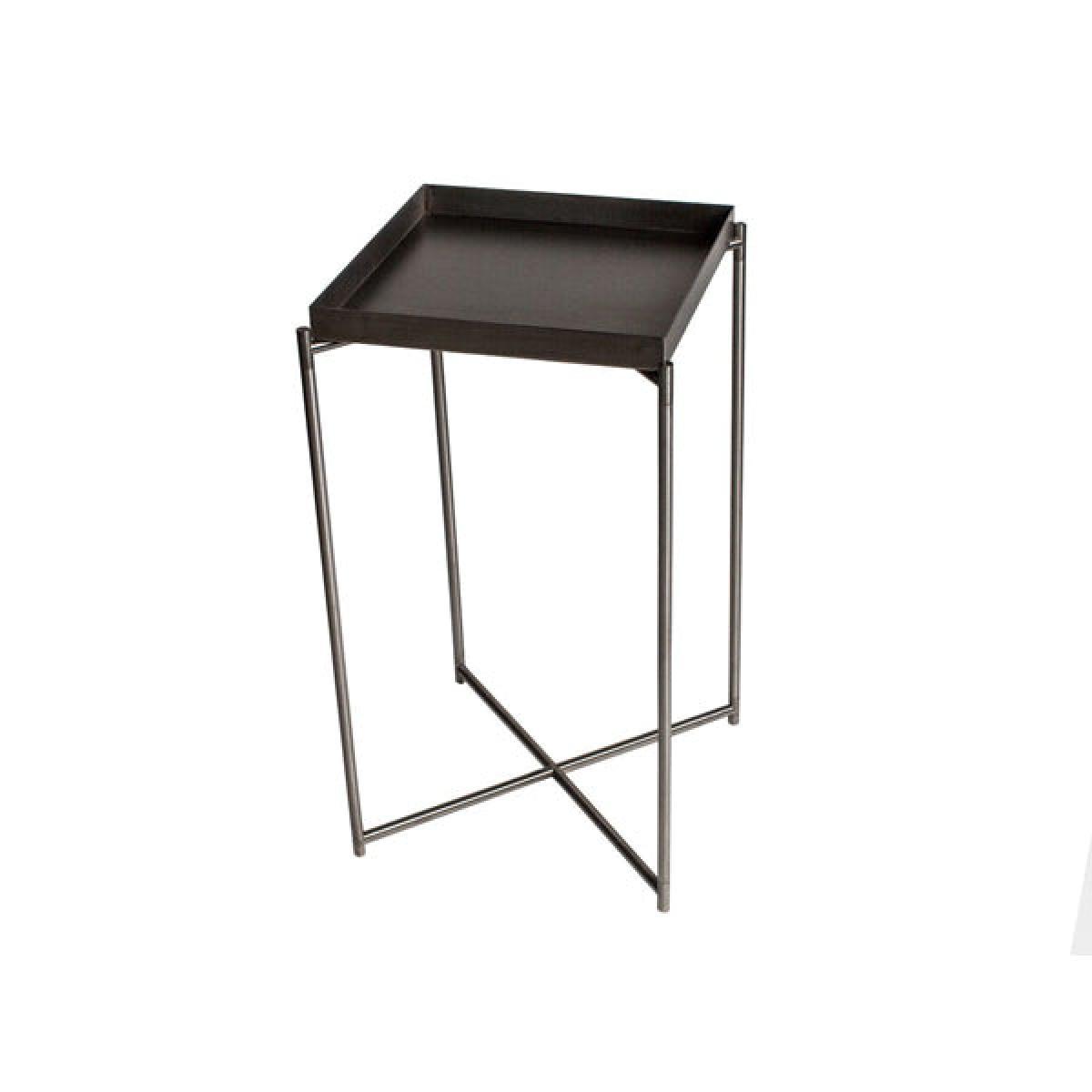 Gillmore Iris Gun Metal Tray And Gun Metal Frame Square Side Table / Small – image 2
