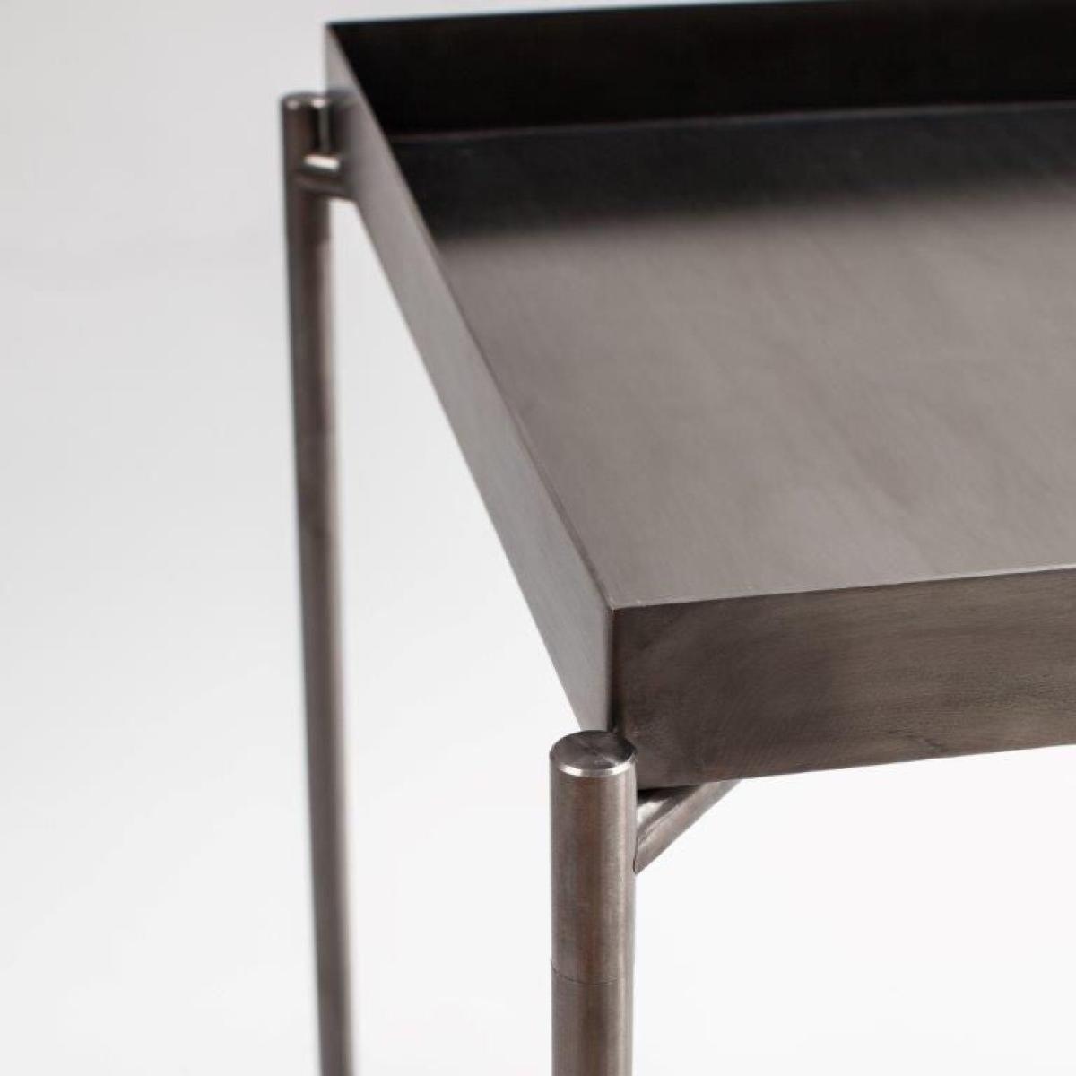 Gillmore Iris Gun Metal Tray And Gun Metal Frame Square Side Table / Small – image 3