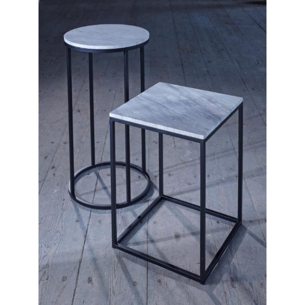 Gillmore Kensal White Marble With Black Base Round Side Table – image 2