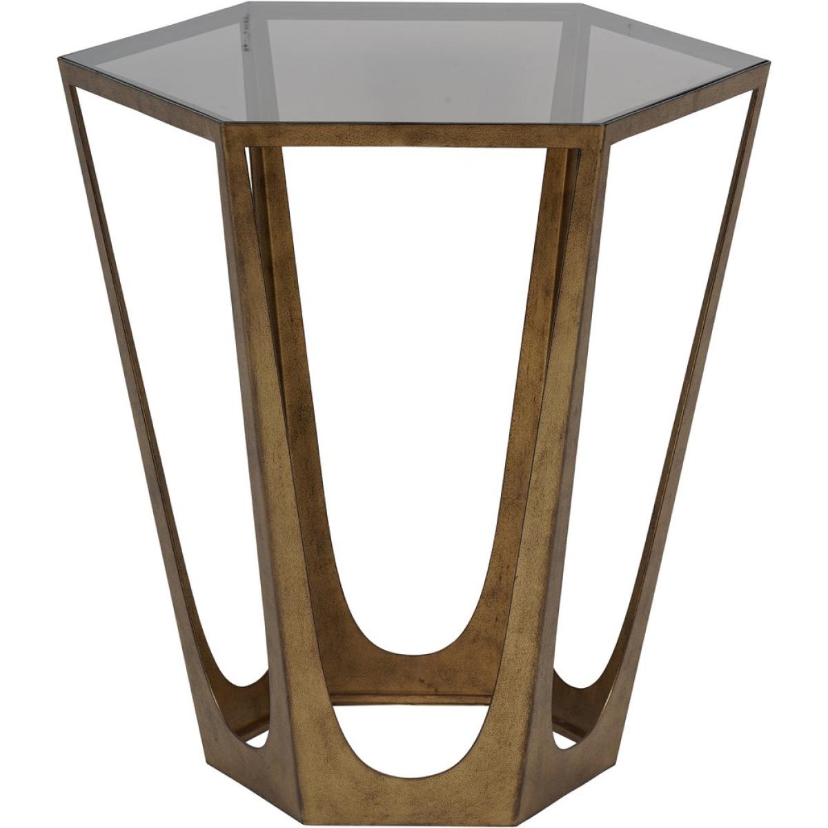Libra Interiors Terassa Catalan Style Champagne and Smoked Glass Side Table – image 4
