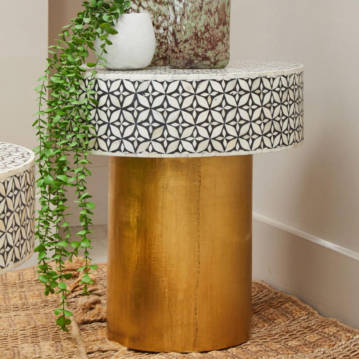 Olivia's Florence Round Side Table in Black & Brass – image 2