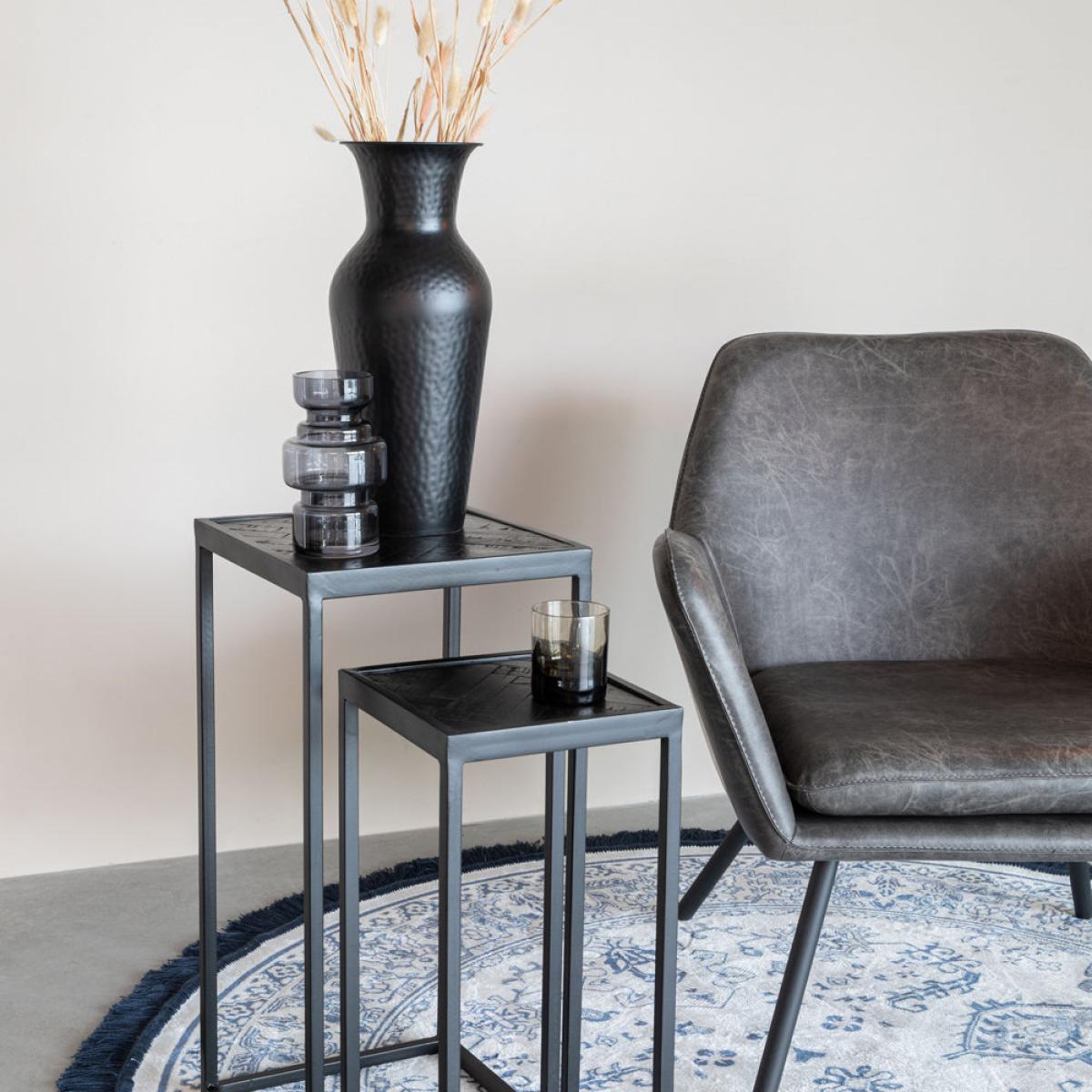 Olivia's Nordic Living Collection Set of 2 Parkes Side Tables in High Black – image 2