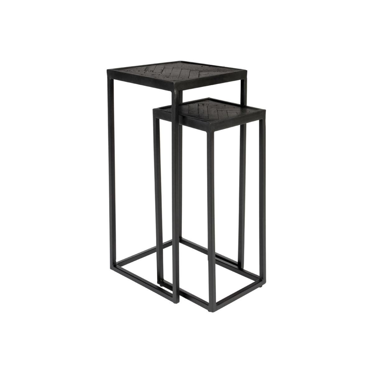 Olivia's Nordic Living Collection Set of 2 Parkes Side Tables in High Black – image 1