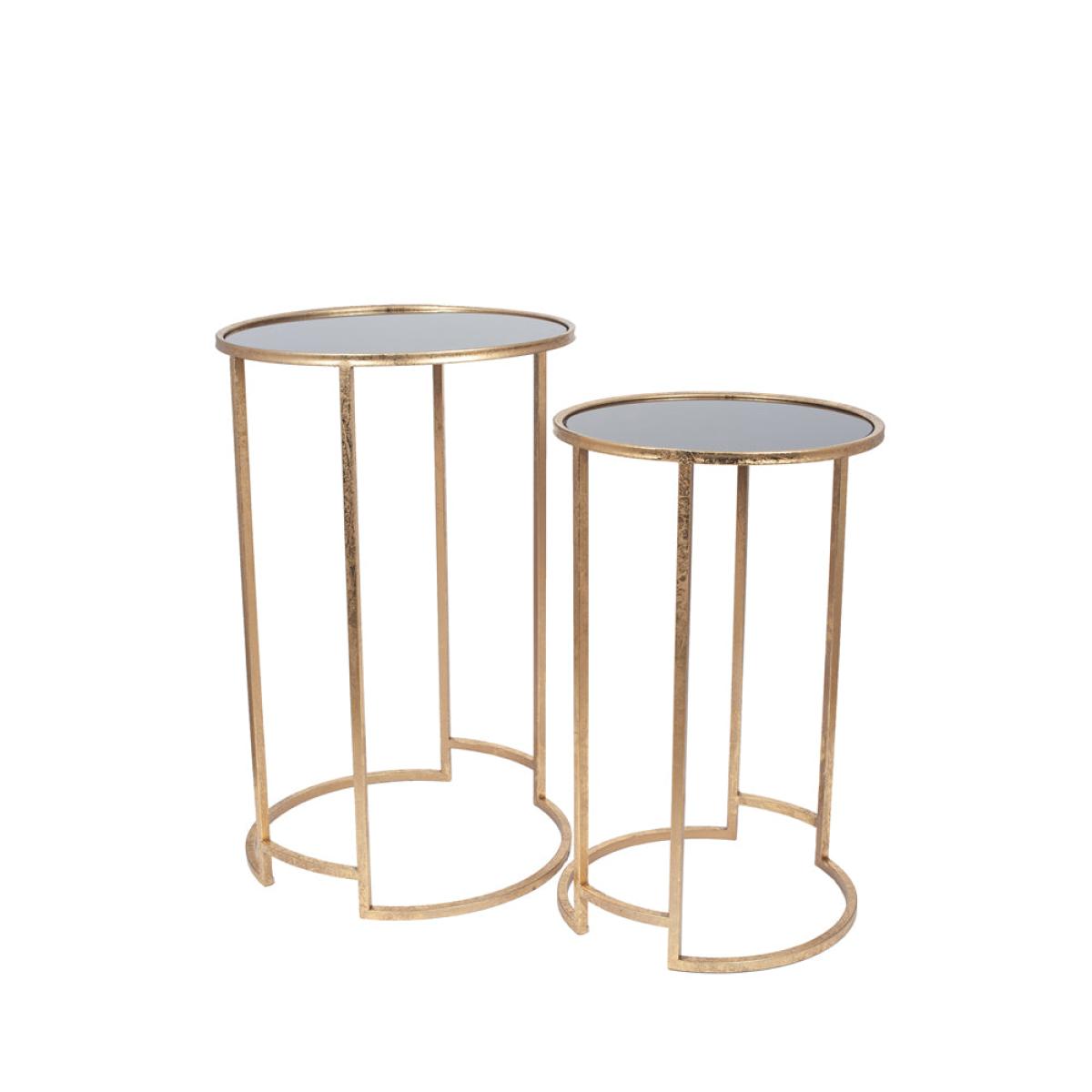 Olivia's Portia Set of 2 Glass Round Tables in Antiuqe Gold & Black – image 6