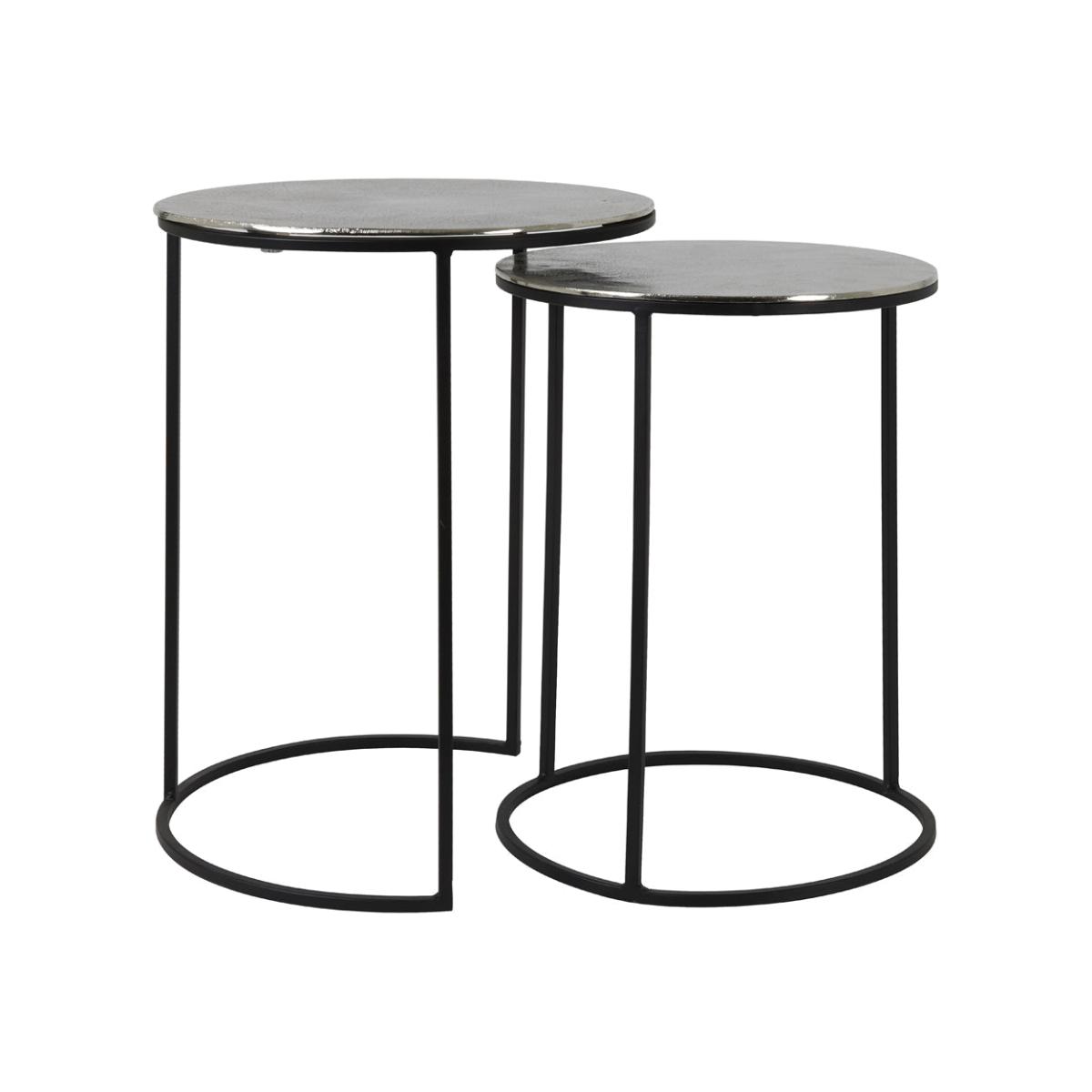 Light & Living Set of 2 Thizas Side Table Nickel And Matt Black | Outlet – image 1