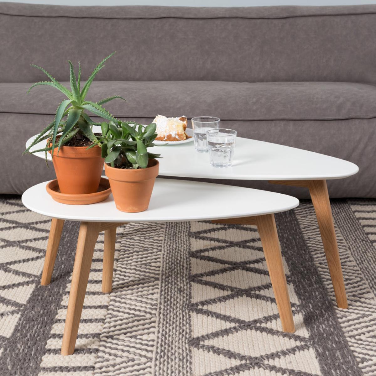 Olivia's Nordic Living Collection - Daeg Set of 2 Coffee Tables in White – image 1