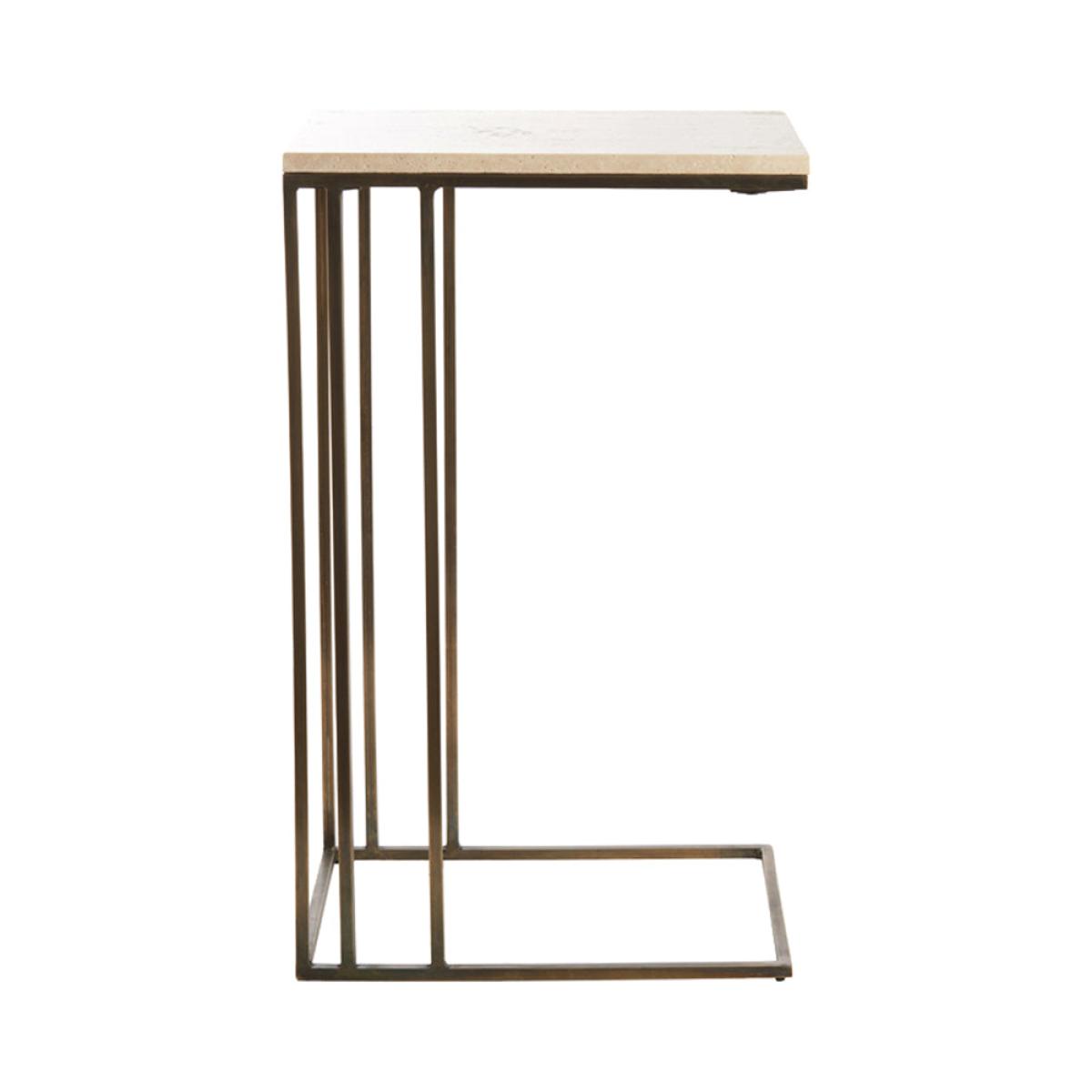 Light & Living Roshan Travertine & Bronze Side table – image 2