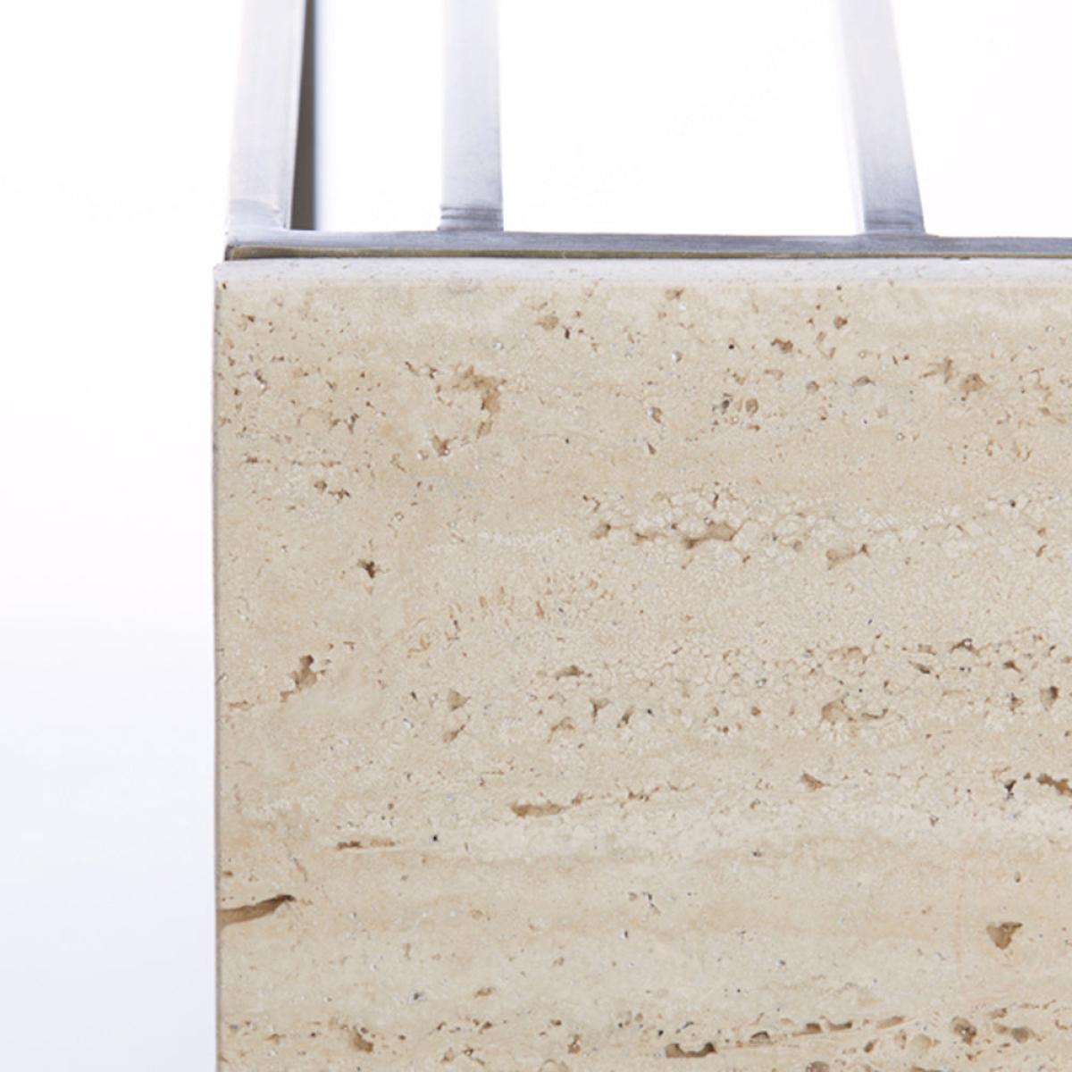 Light & Living Roshan Travertine & Bronze Side table – image 3