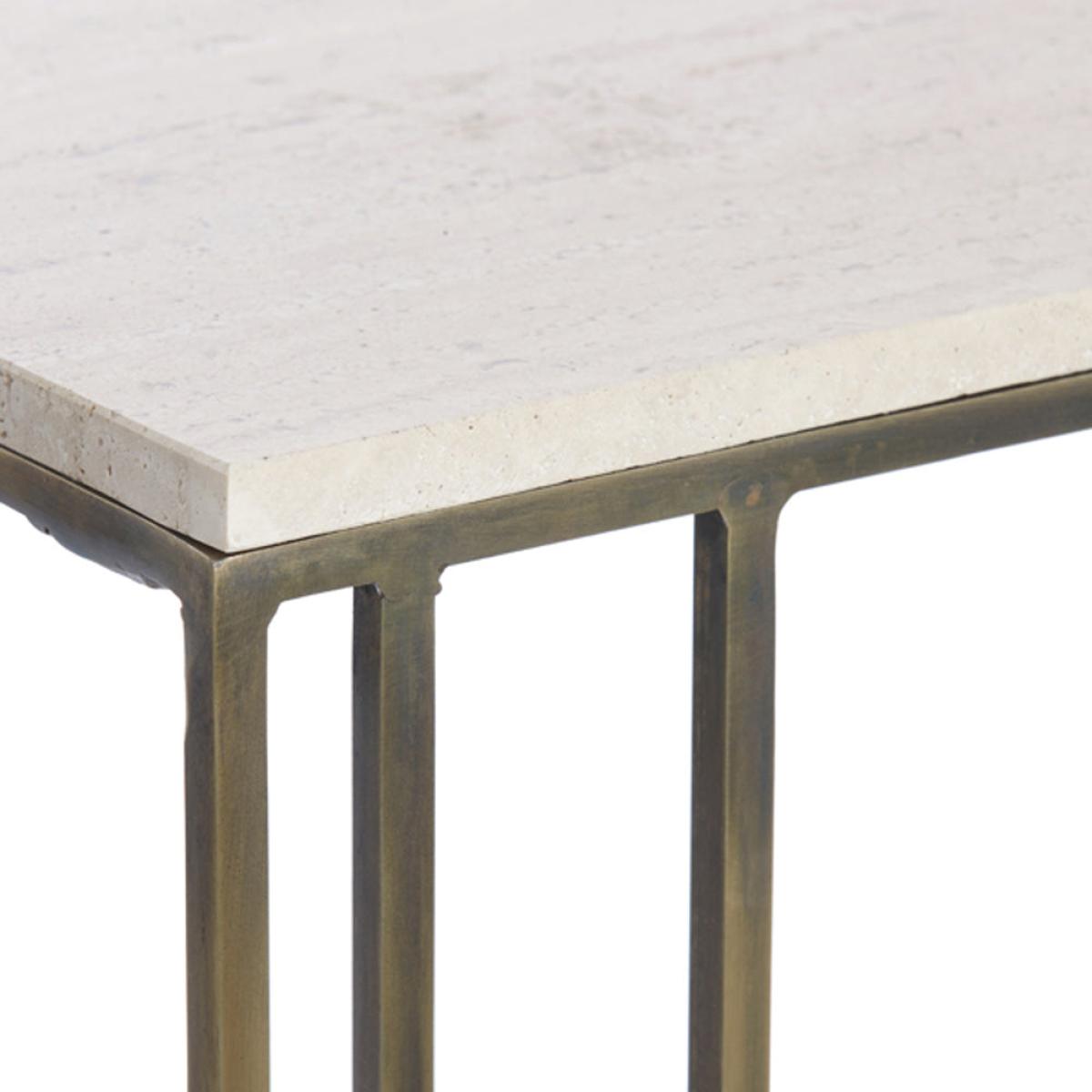 Light & Living Roshan Travertine & Bronze Side table – image 4