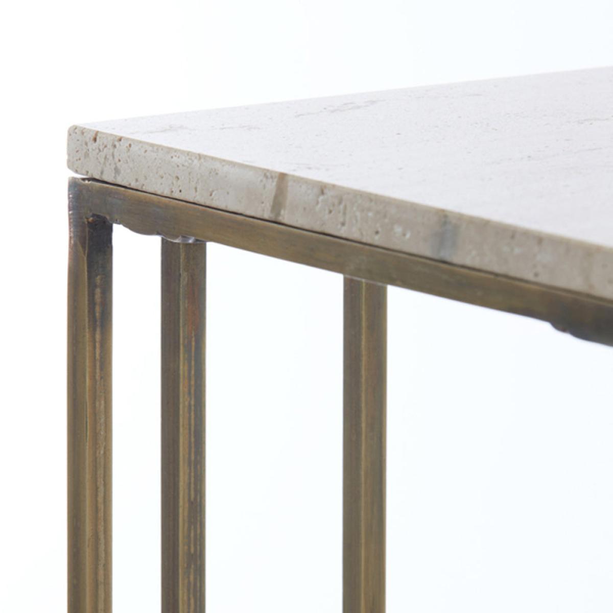 Light & Living Roshan Travertine & Bronze Side table – image 5