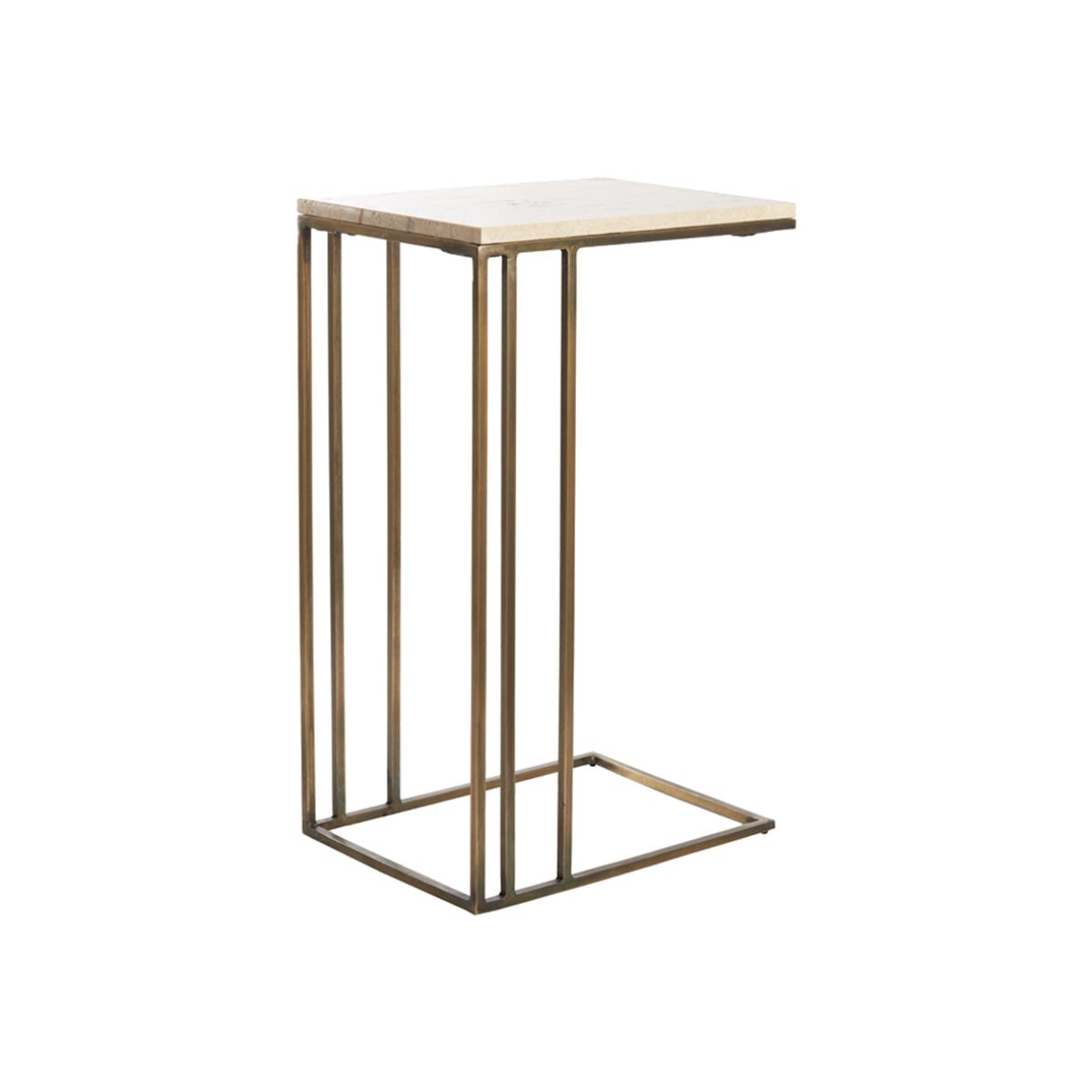Light & Living Roshan Travertine & Bronze Side table – image 1