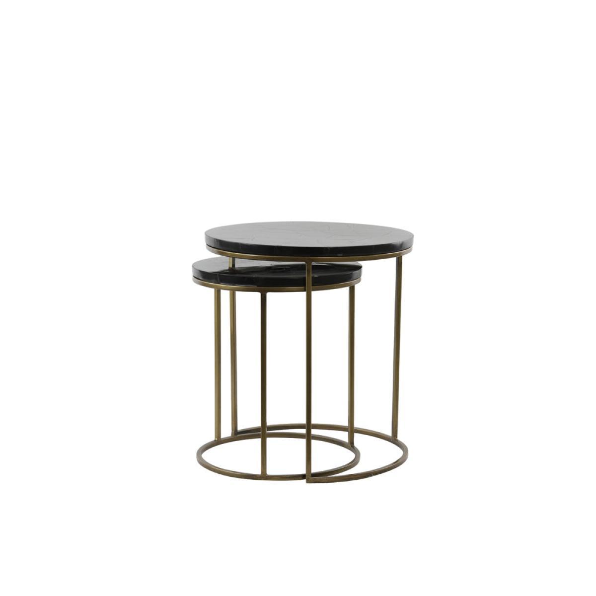 Light & Living Sobrina Side Table Black Agate And Ant Bronze Set of 2 – image 2