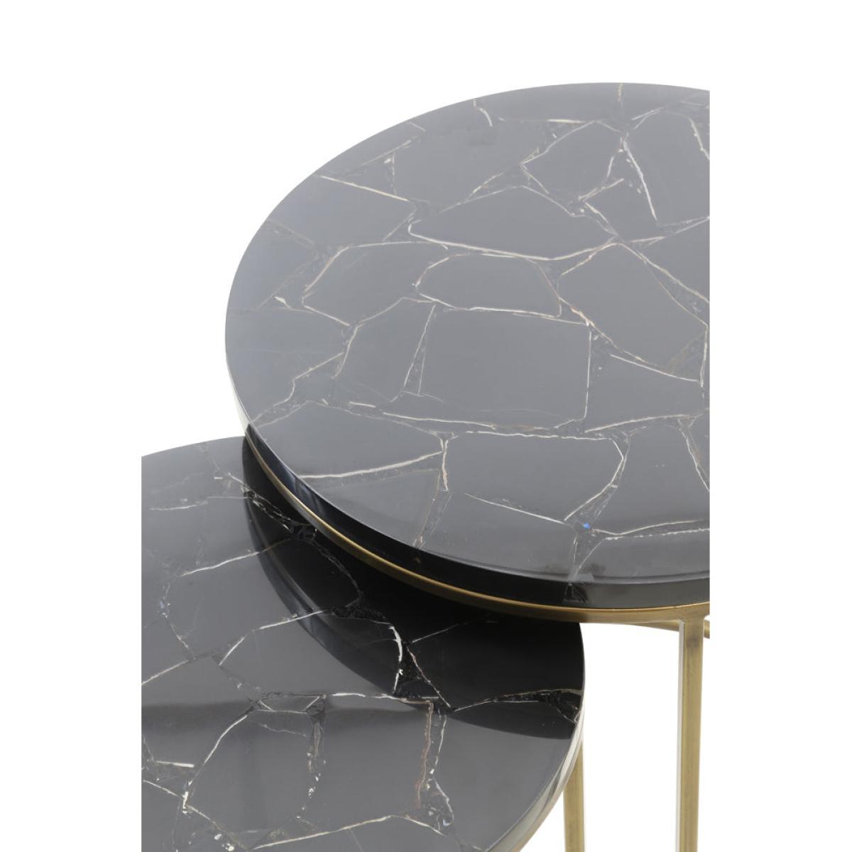 Light & Living Sobrina Side Table Black Agate And Ant Bronze Set of 2 – image 3