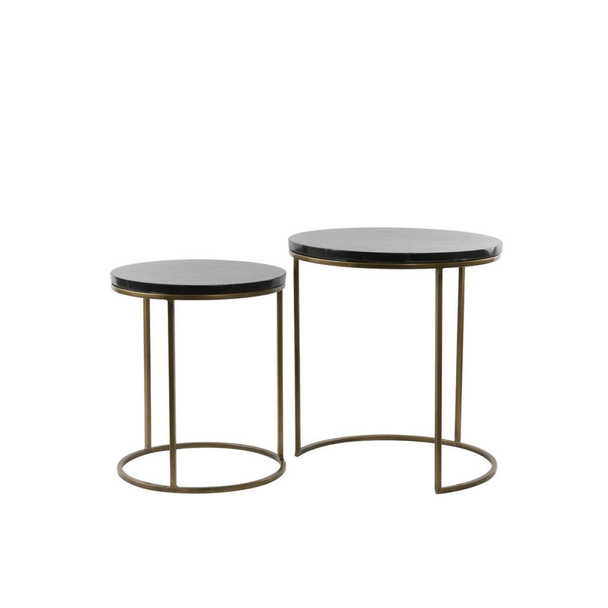 Light & Living Sobrina Side Table Black Agate And Ant Bronze Set of 2 – image 6