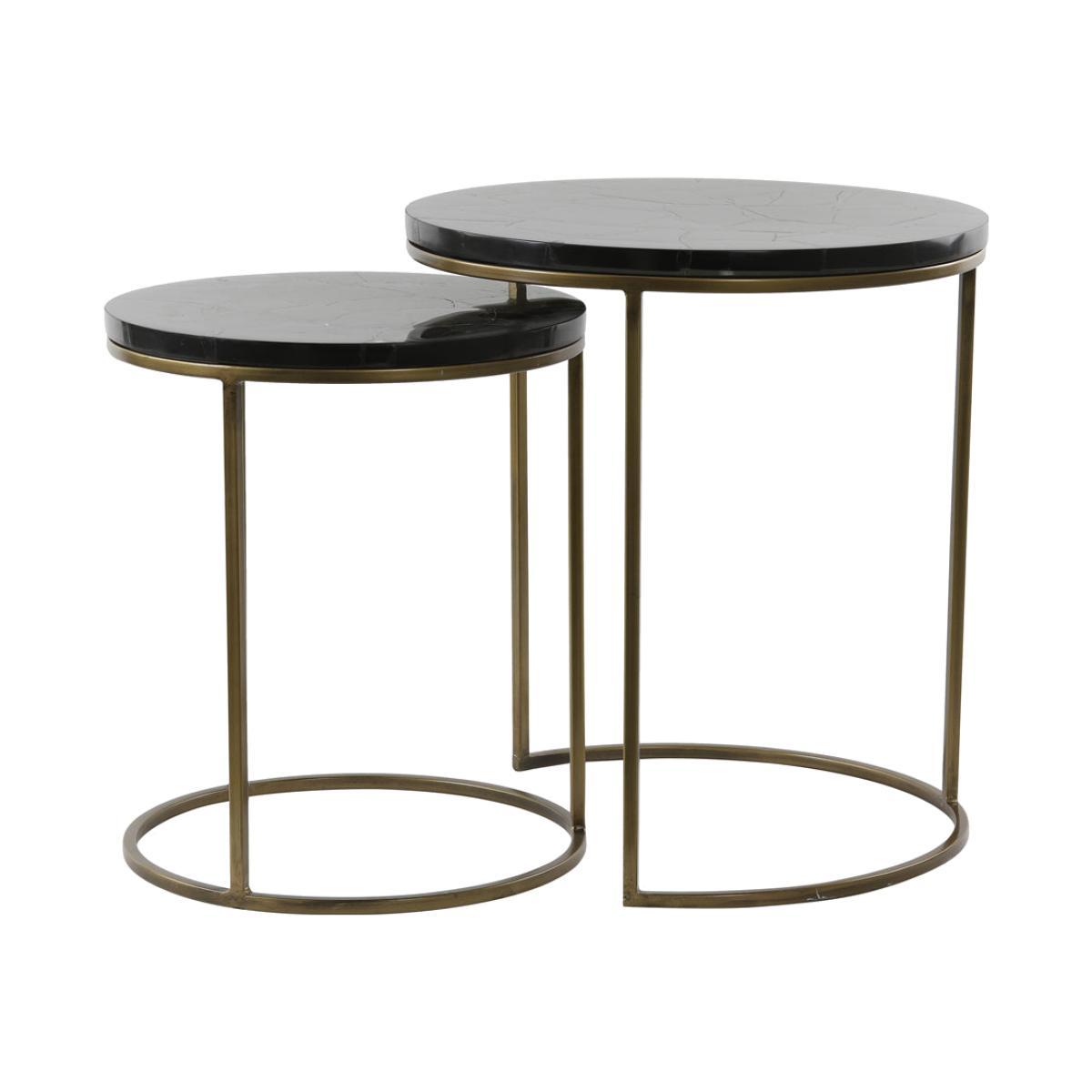 Light & Living Sobrina Side Table Black Agate And Ant Bronze Set of 2 – image 1