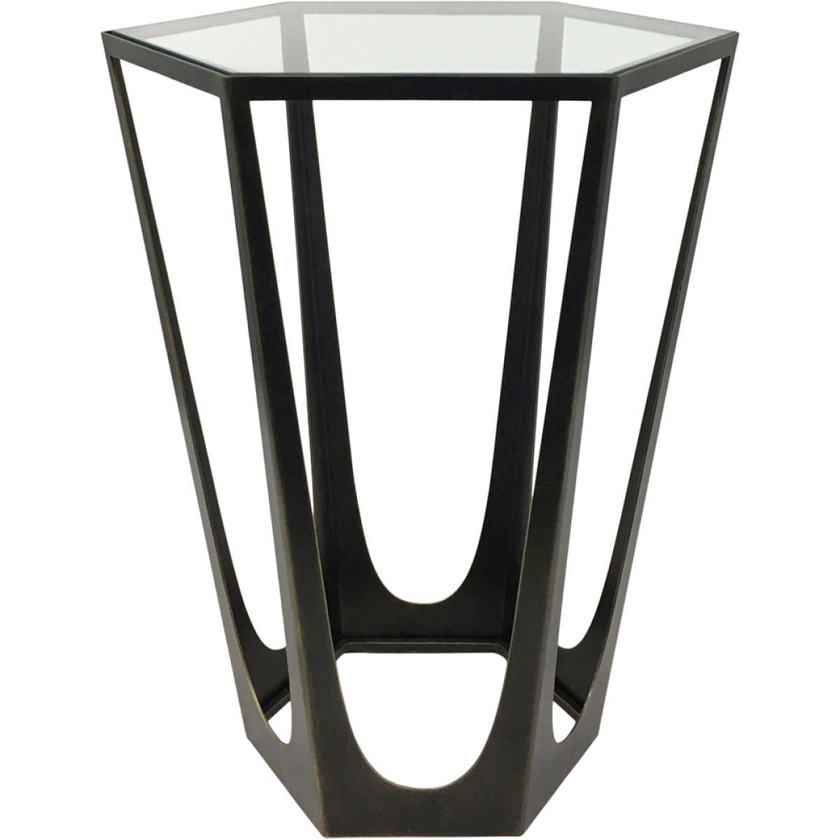 Libra Catalan Bronze Gilded with Glass Top Side Table – image 2