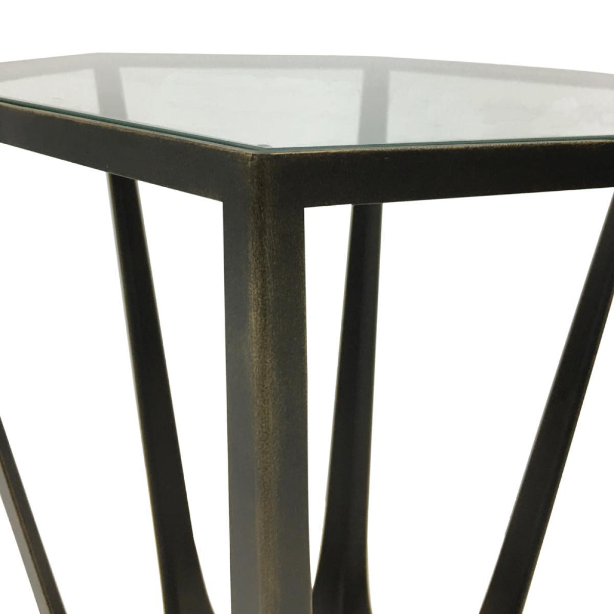 Libra Catalan Bronze Gilded with Glass Top Side Table – image 4