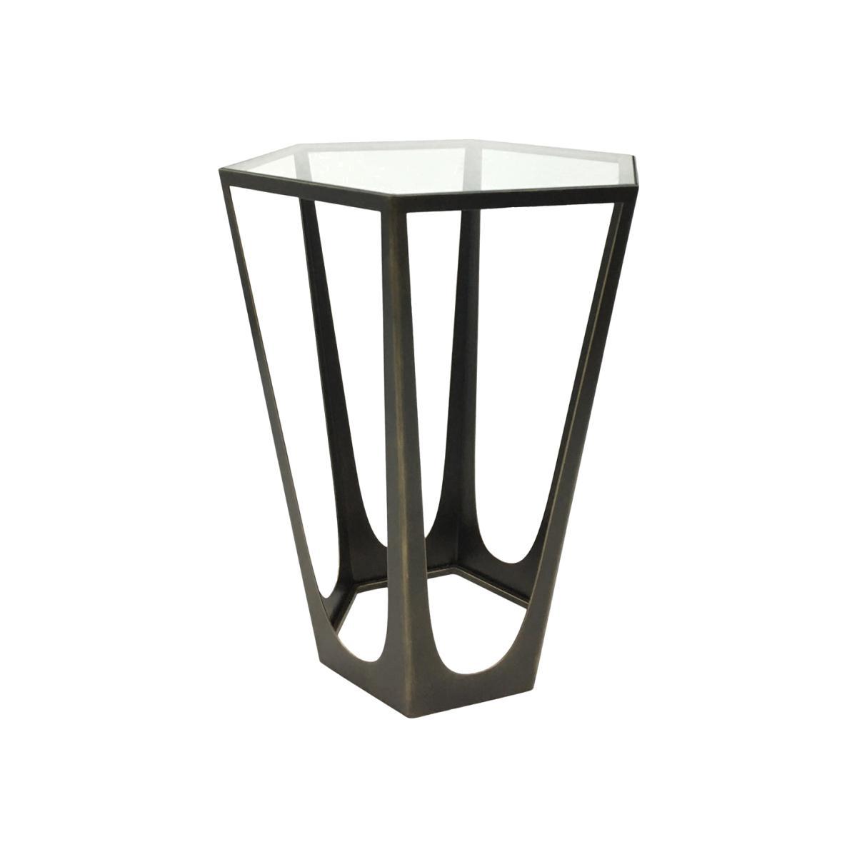 Libra Catalan Bronze Gilded with Glass Top Side Table – image 1