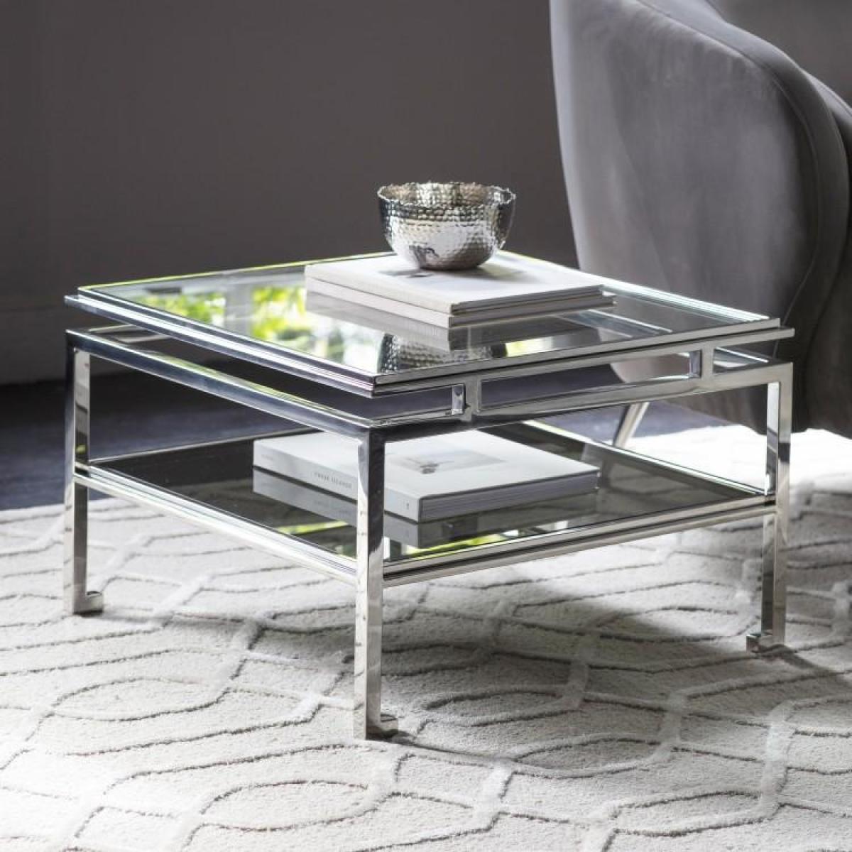 Gallery Interiors Cosenza Short Side Table Silver | Outlet