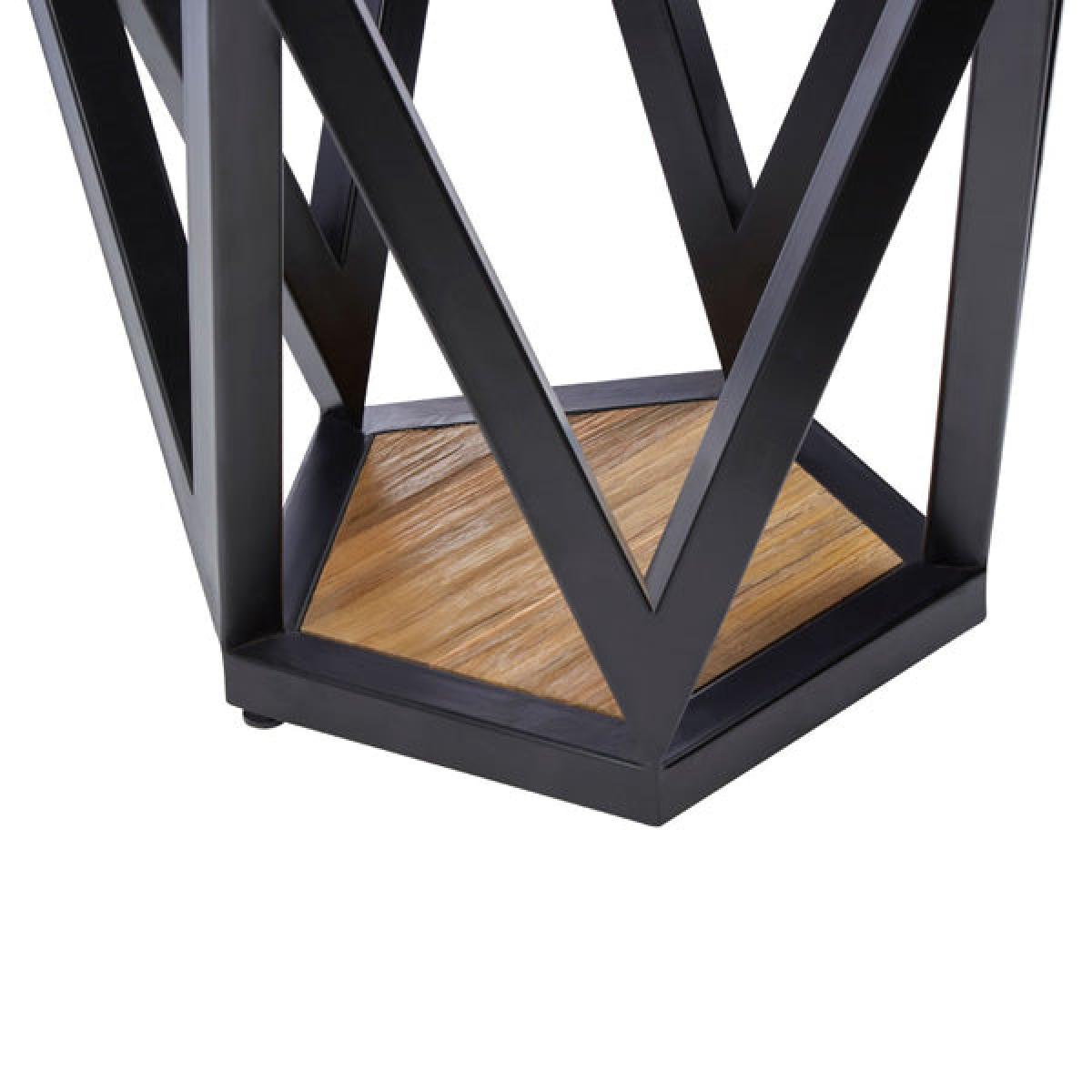 Olivia's Cleo Pentagon Clear Glass And Teak Wood Side Table – image 3
