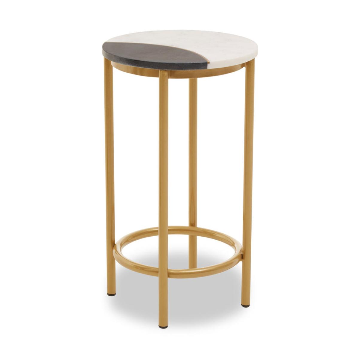 Olivia's Viaan Side Table in 2 Tone Marble & Brass – image 2