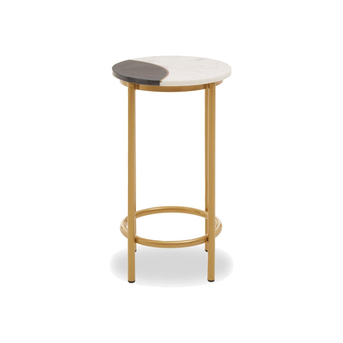 Olivia's Viaan Side Table in 2 Tone Marble & Brass – image 1