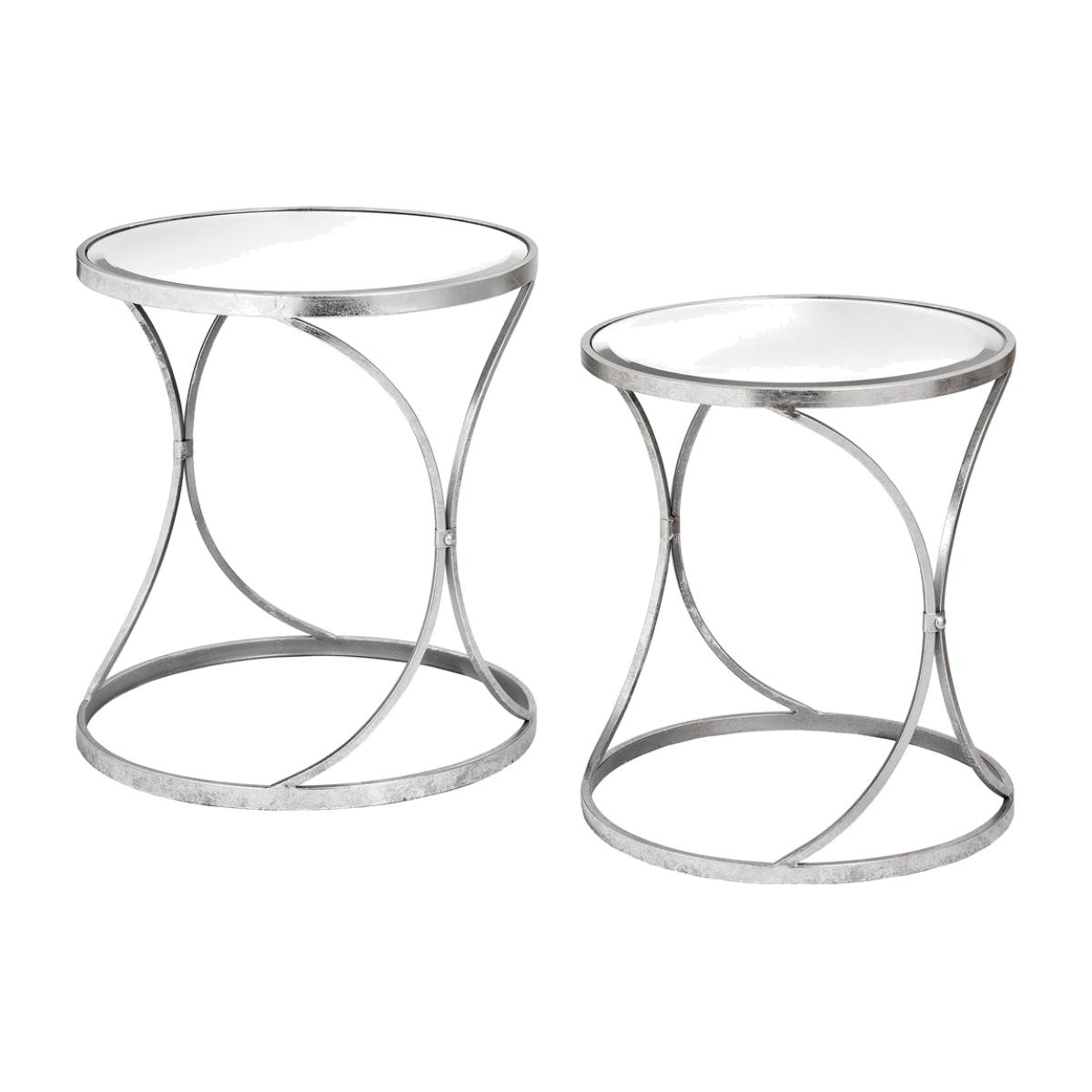Hill Interiors Set of 2 Curved Design Side Tables in Silver – image 1