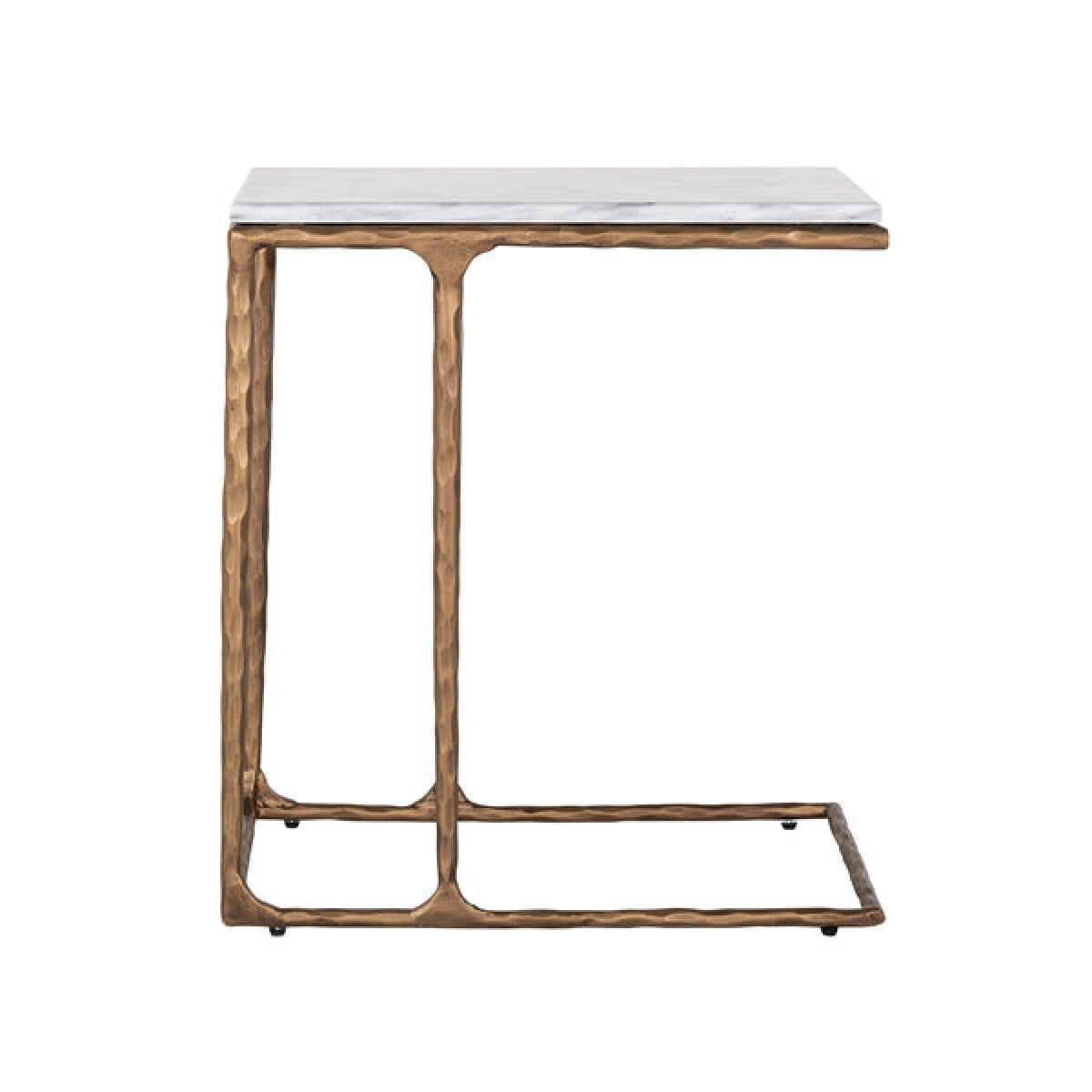 Richmond Steel Smith Brushed Gold Legs and White Marble Top Side Table – image 2