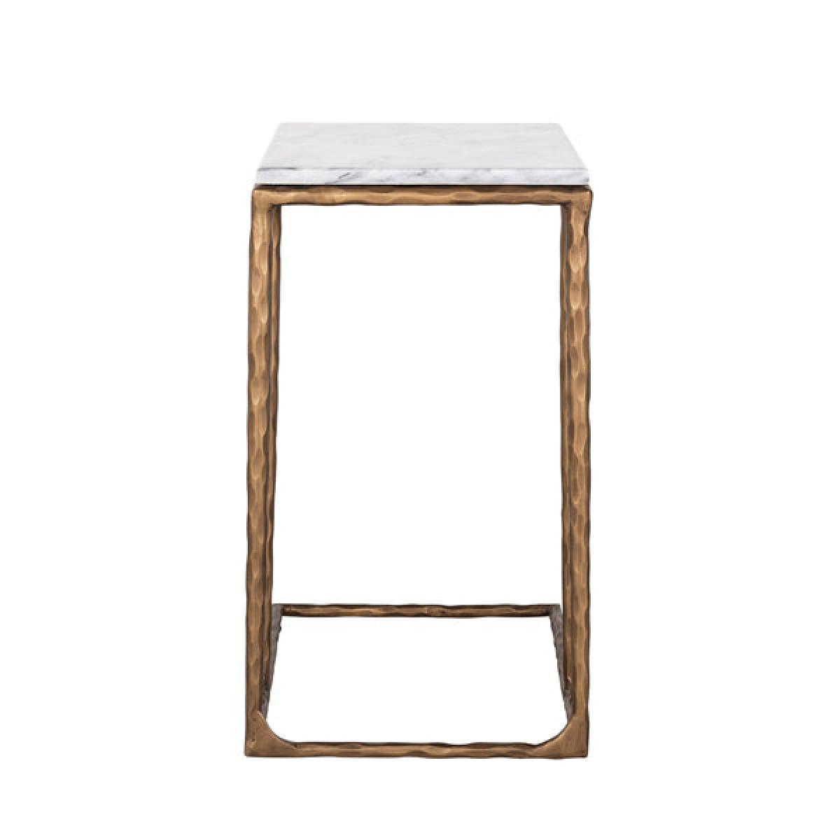Richmond Steel Smith Brushed Gold Legs and White Marble Top Side Table – image 4